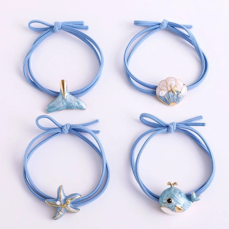 蓝色爆款新款贝壳海星头绳可爱ins超仙韩国发圈清新海底世界头绳