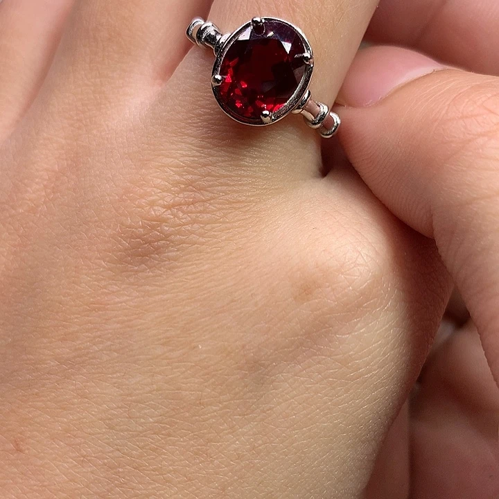 红宝石戒指银S925镶嵌
