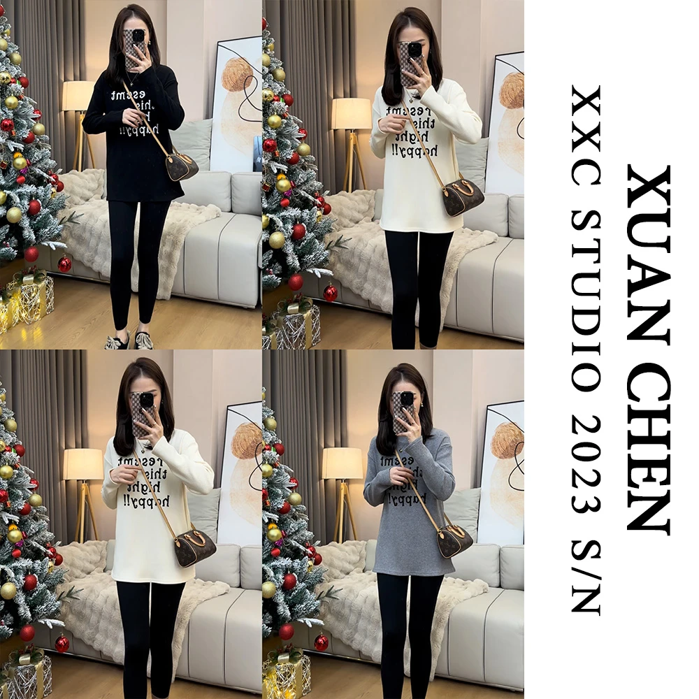 【慢调生活】春秋显瘦厚款百搭外穿上衣加厚保暖黑色长袖T恤#2375