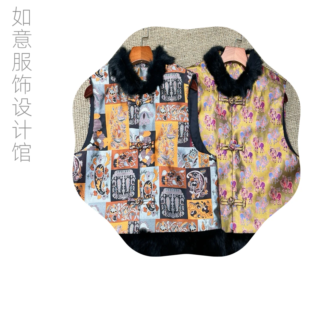 如意馆【毛领马甲】冬季新款气质时尚国风保暖毛领马甲