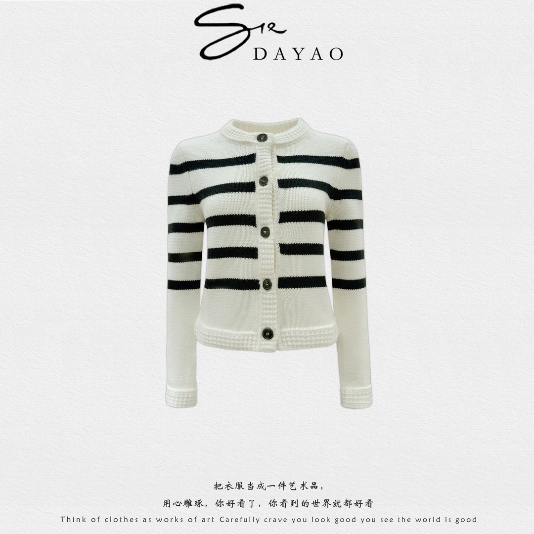 「DAYAO」新款气质百搭名媛休闲拼接针织衫轻奢高端女装 WYA24916