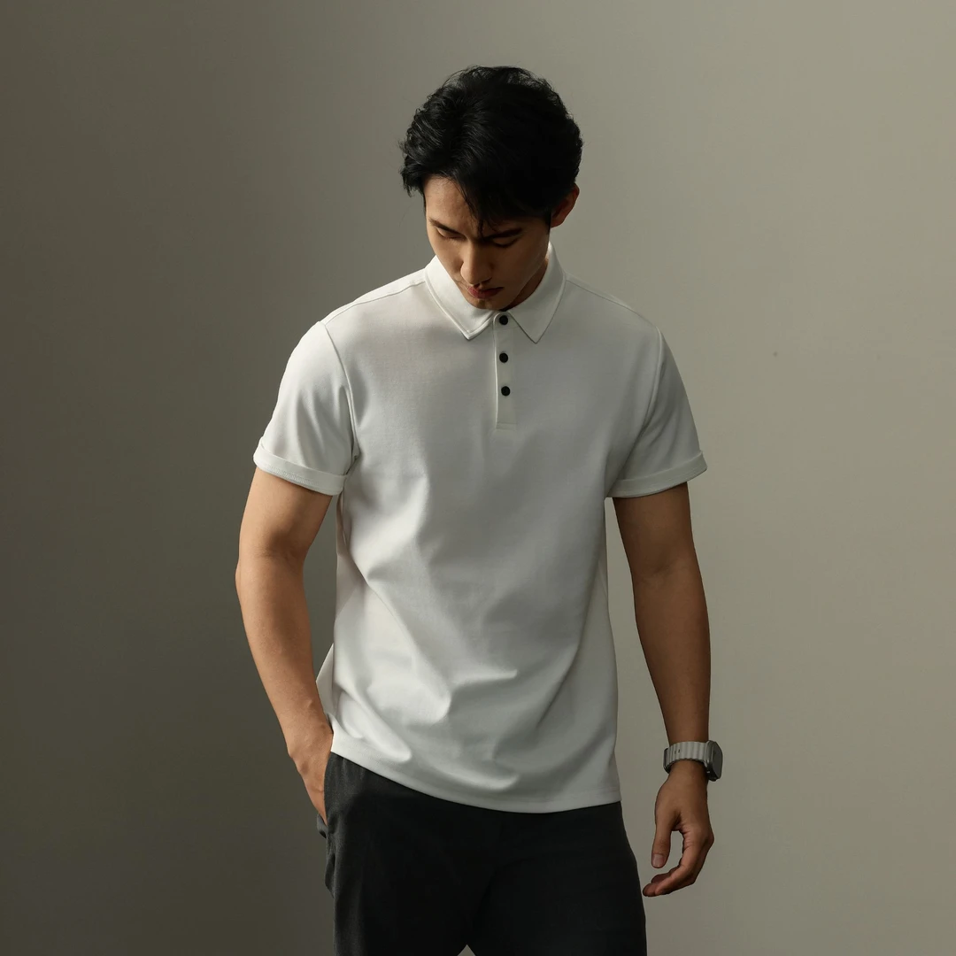 力美斯邦男士宽松修身轻薄棉纶百搭休闲半袖合体POLO衫翻领夏季