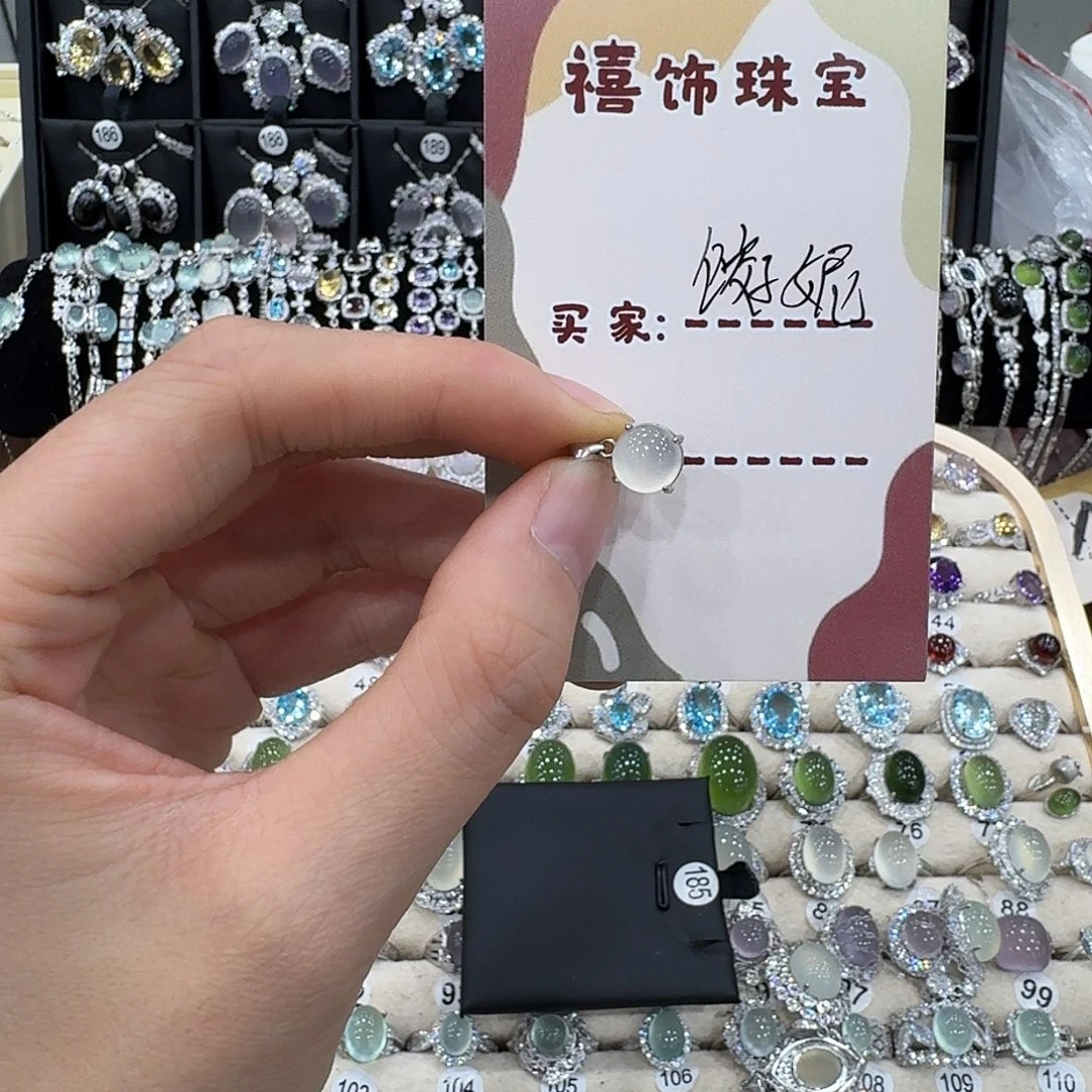 饺***！银S925镶嵌蛇纹石玉颈饰吊坠