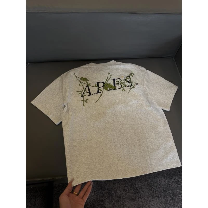 Z146 潮牌设计感藤蔓花卉刺绣短袖男夏季美式重磅正肩T恤半袖帅