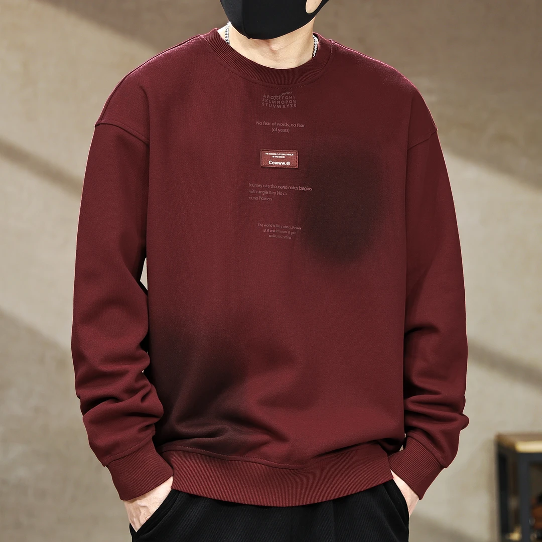 高端美式重磅水洗做旧字母印花卫衣男士秋季新款复古潮流脏染上衣