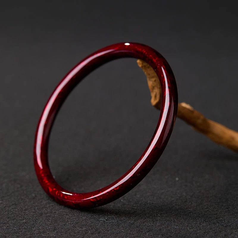 含辰砂工艺品朱砂非遗传承大漆工艺叮当葡萄紫手镯情侣礼物送妈妈