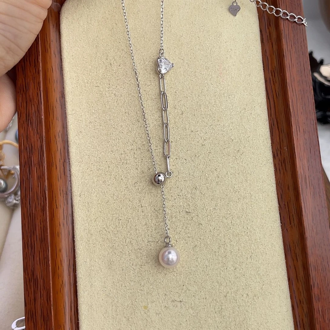 海水珍珠银S925镶嵌颈饰