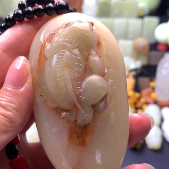 石材方解石手把件