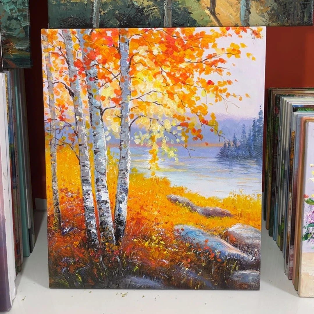 手工手绘精品油画50+60厘米内框