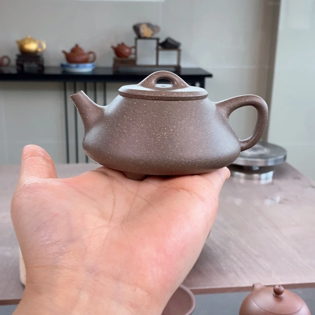 茶壶紫砂青段平盖石瓢