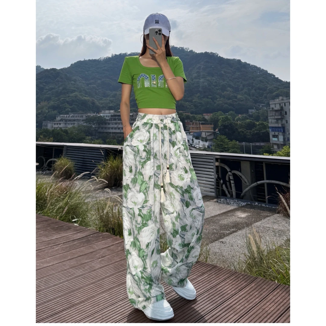 【夏日生花】夏季冰凉垂感防晒阔腿裤拖地裤