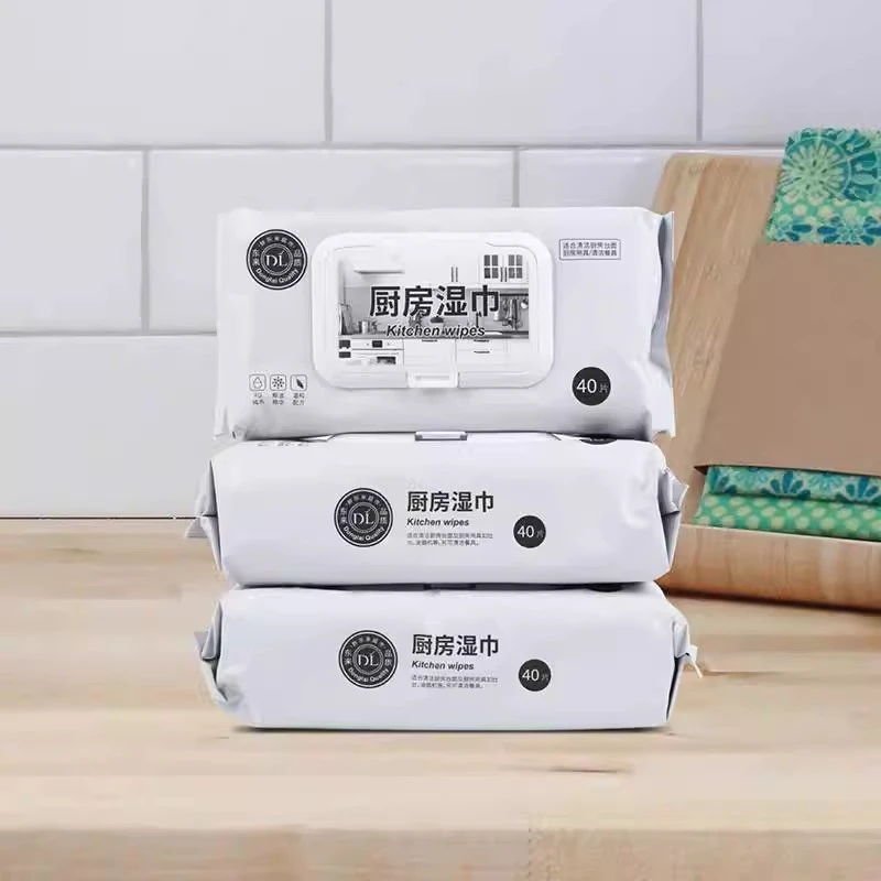 DL东来 厨房湿巾40片[全场满59包邮]厨房清洁油污湿纸巾