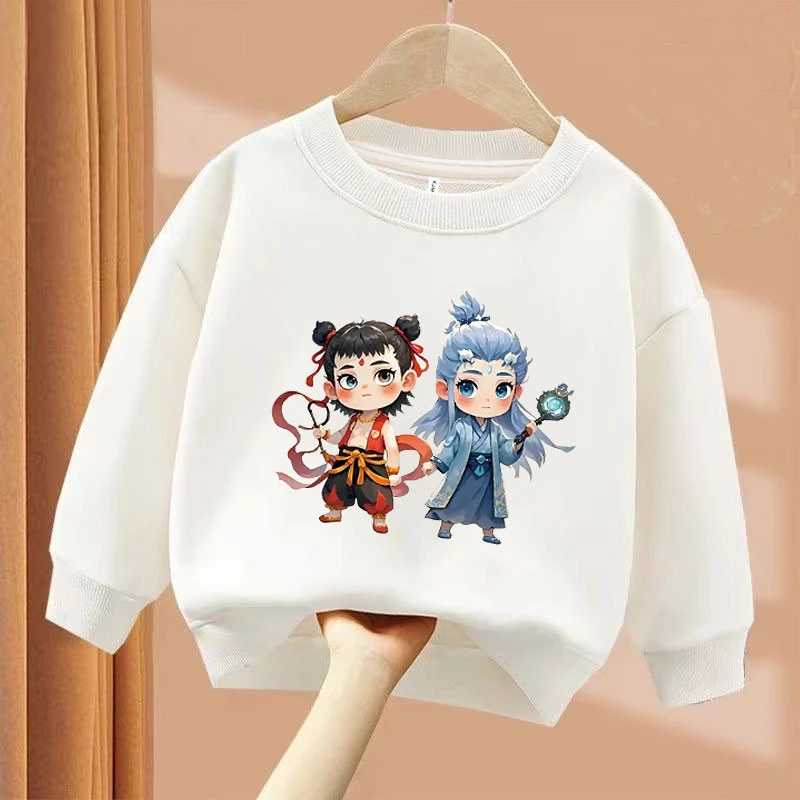 哪吒敖丙魔珠灵珠 亲子圆领长袖宽松卫衣男女童儿童春秋季出游ins