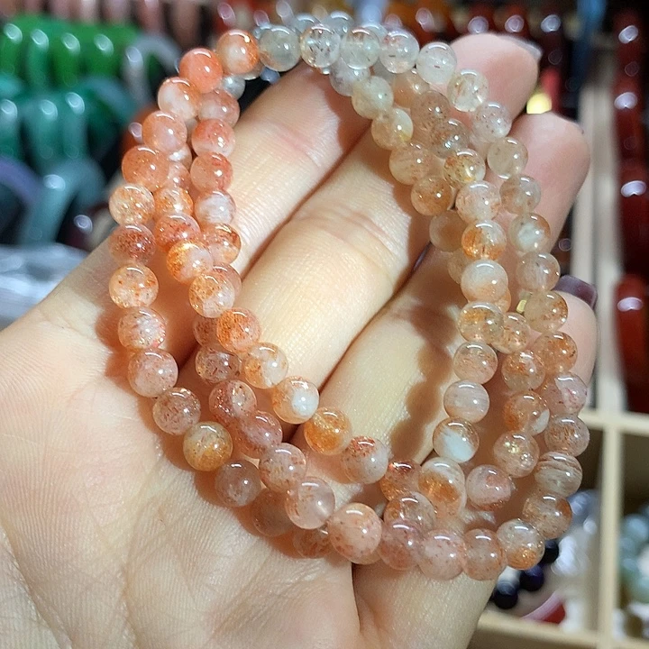 辉石绕手3圈手串未镶嵌太阳辉石