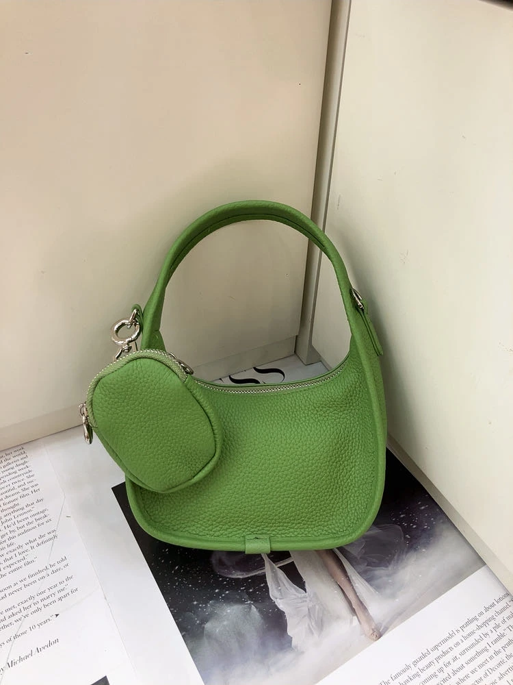 F9955牛油果绿新款时尚通勤轻奢百搭真皮女包 高品质