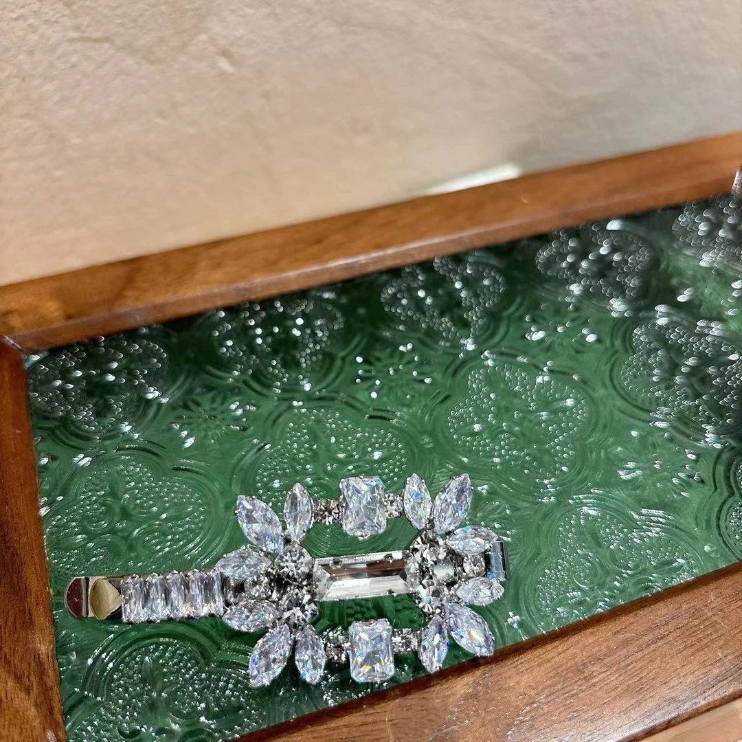 高级精致细闪方扣一字夹发夹Y236