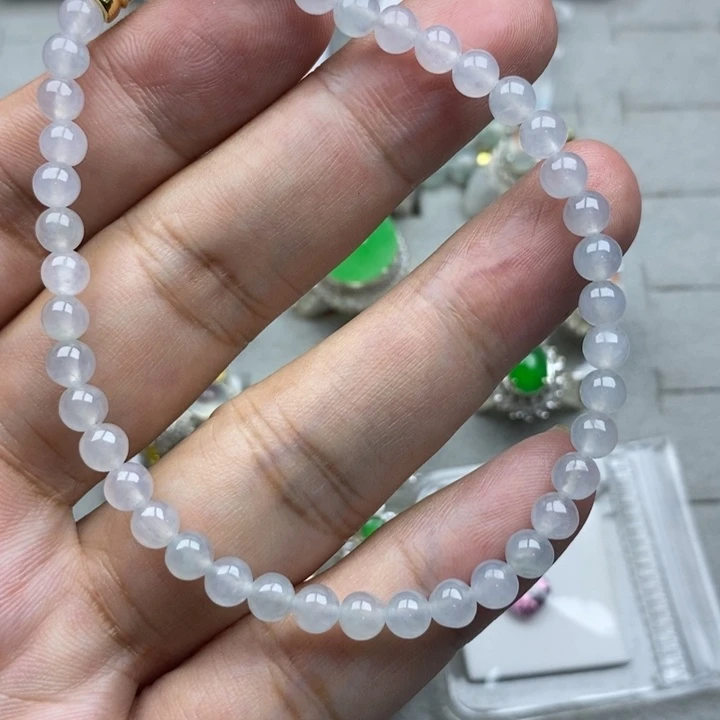未镶嵌定制翡翠白冰5mm