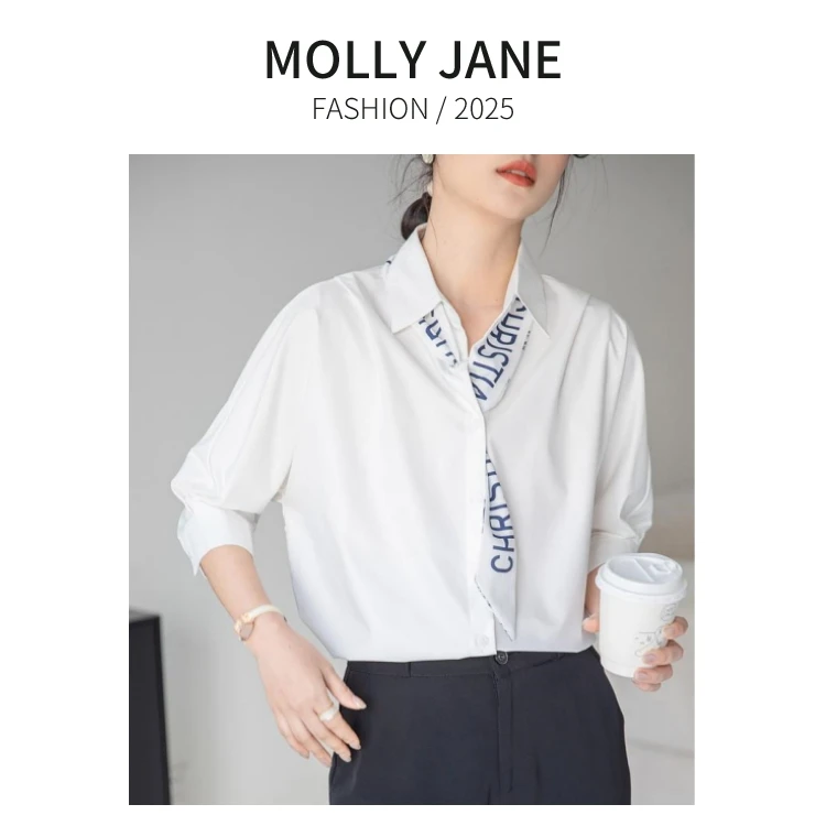 木槿芸【新款法式衬衫】夏季五分袖气质女衬衣通勤宽松版衬衫MJ-133