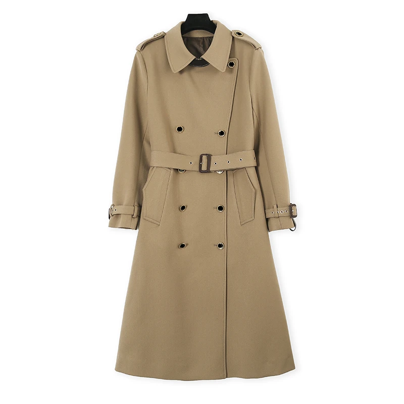 CELLENDI经典百搭双排扣英伦风中长款女士风衣01088