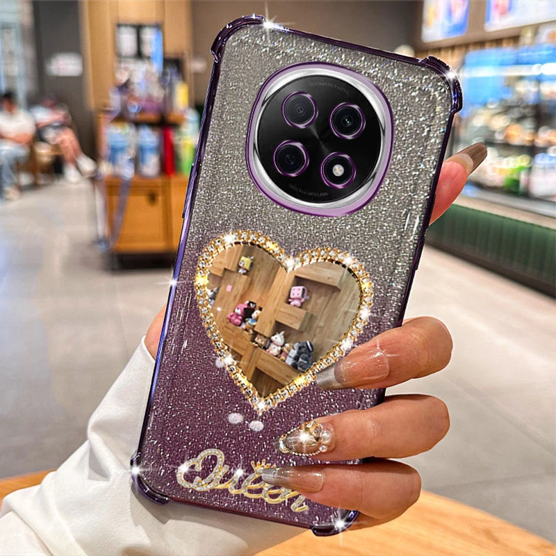 OPPO A5Pro手机壳PKP110镜头全包镶钻爱心镜子气囊防摔套女款软胶