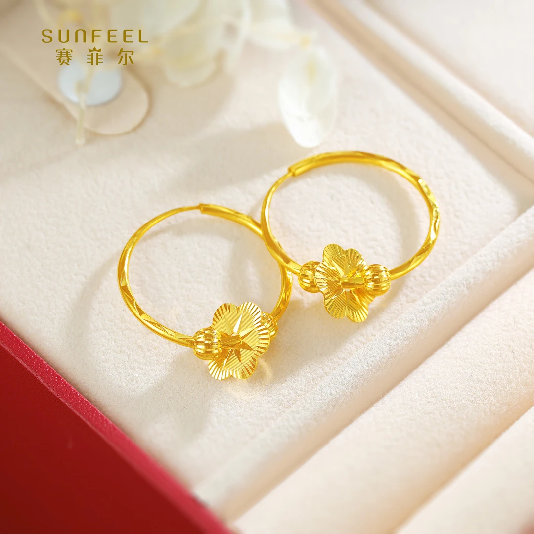 SUNFEEL/赛菲尔【四店】足金时尚串珠串片耳环HR050009
