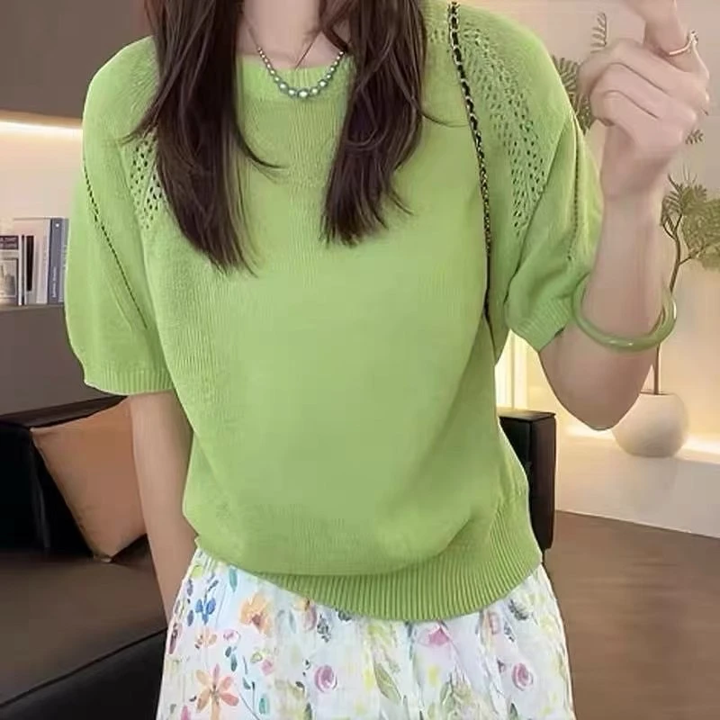 【春水煎茶】设计款镂空和纸纱插肩袖Q1823（佳佳）