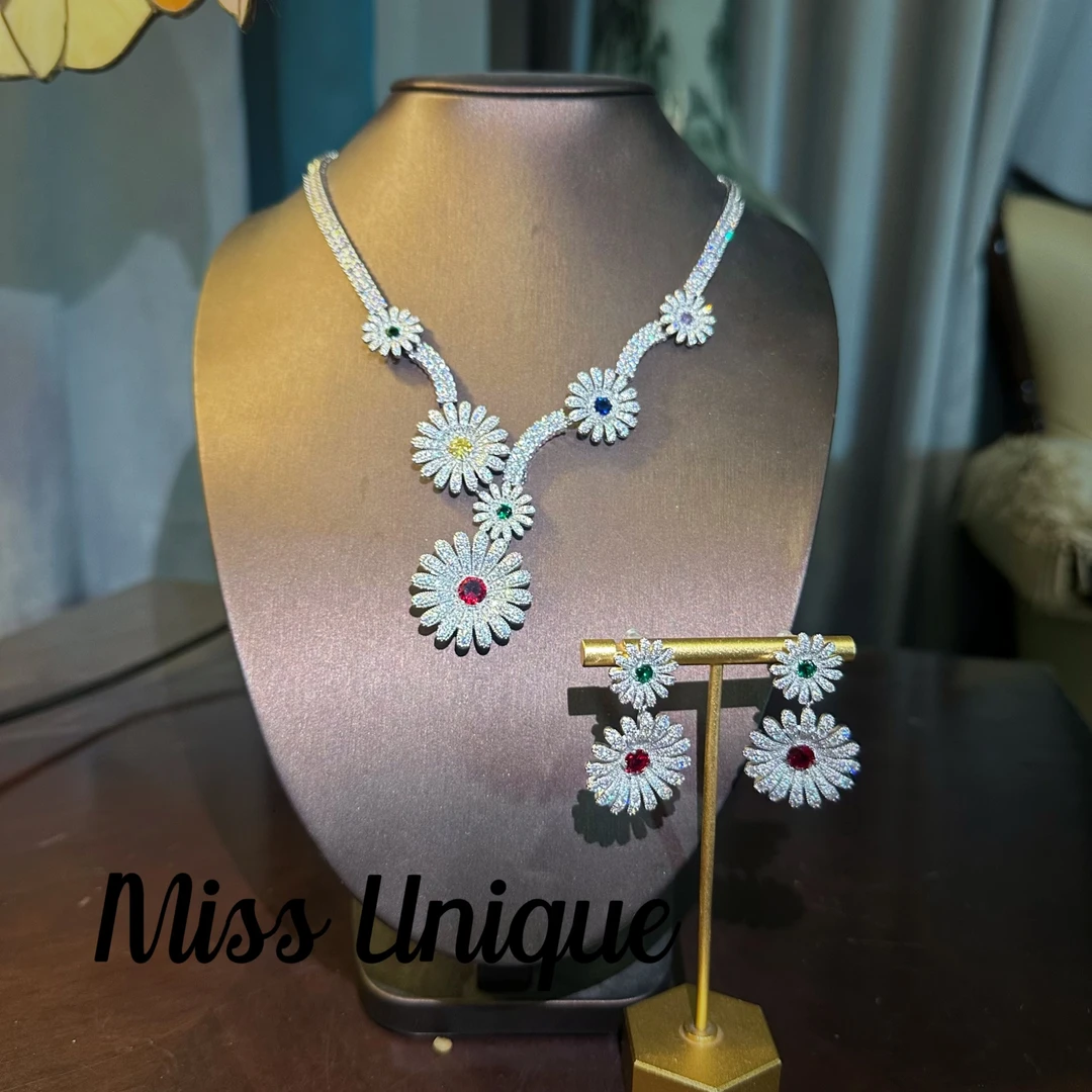 S6872彩色大小向阳花项链套装