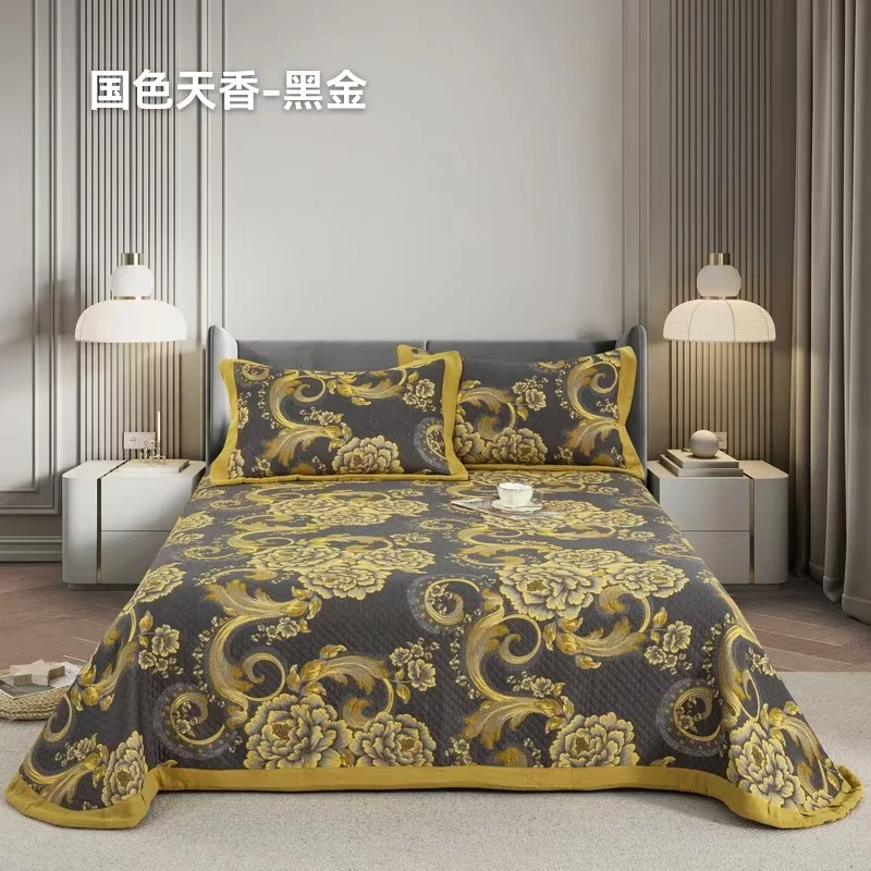 【全棉床盖三件套】三层纱床盖三件套A类全棉60支高密色织纯棉复古