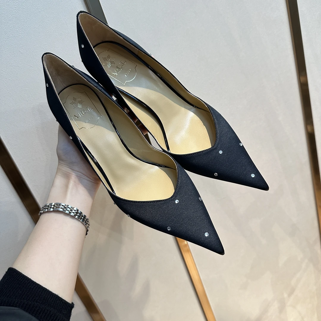 MIDITU/米蒂图 羊皮高跟鞋尖头2025年新款单鞋细跟浅口高跟鞋