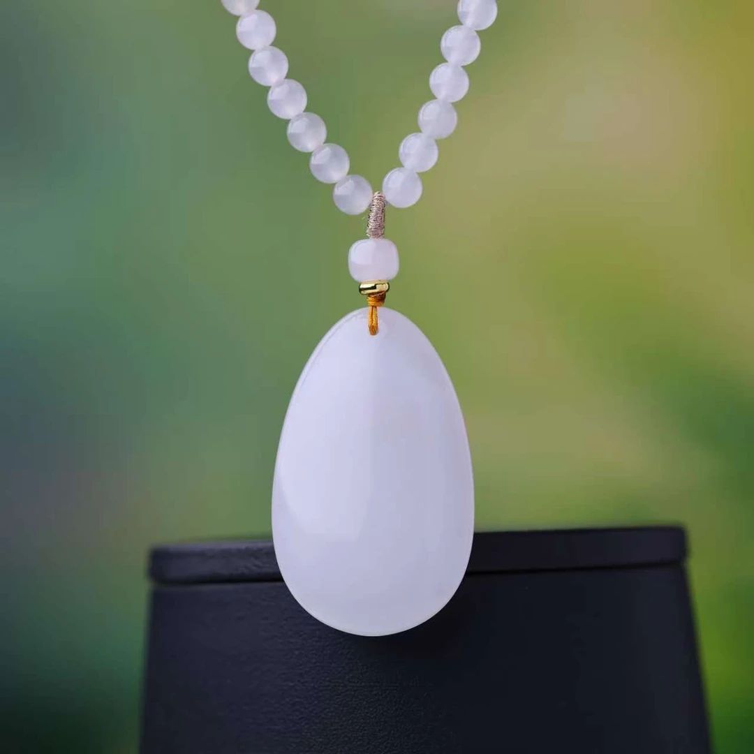 【新中式】秋季新款天然金丝玉水滴毛衣链气质百搭自带送妈妈