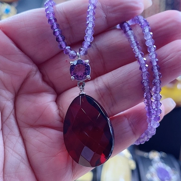 琥珀颈饰银S925镶嵌吊坠