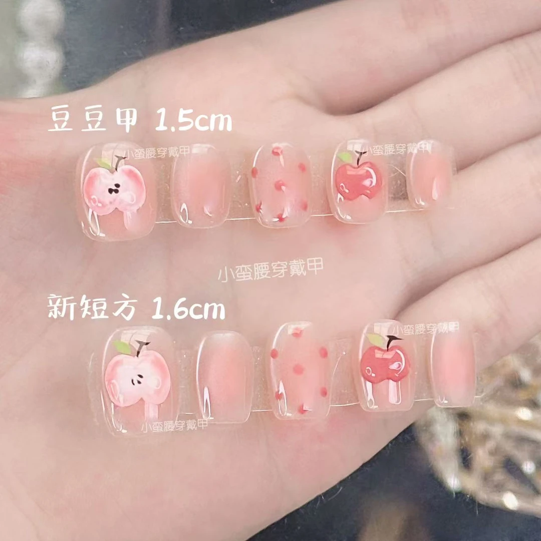 【苹果气泡水】新品绝美美甲高级感手捏苹果猫眼显白纯手工穿戴甲