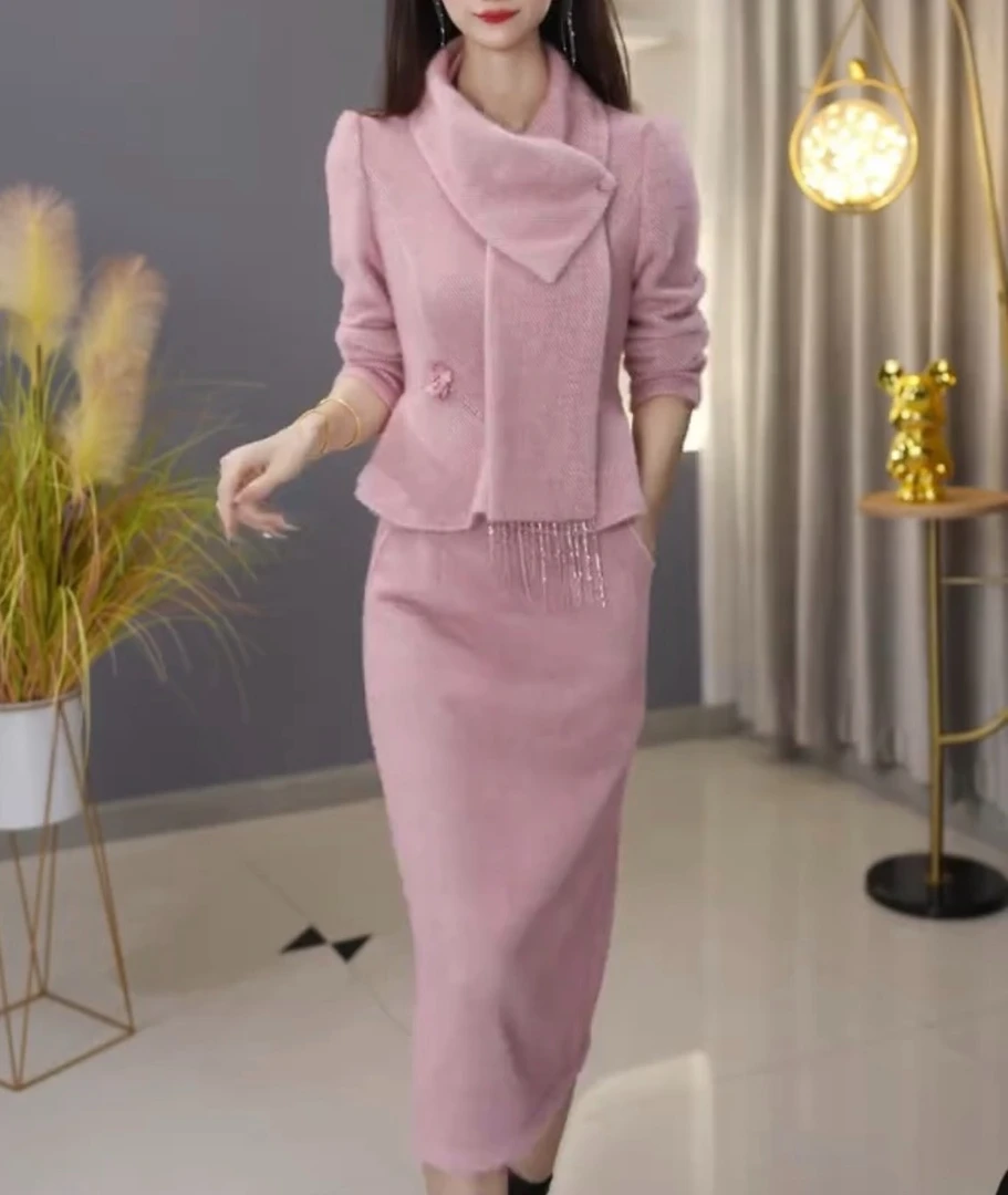 【套装定制】C676上衣配半身裙两件套优雅时尚减龄收腰显瘦冬季新款