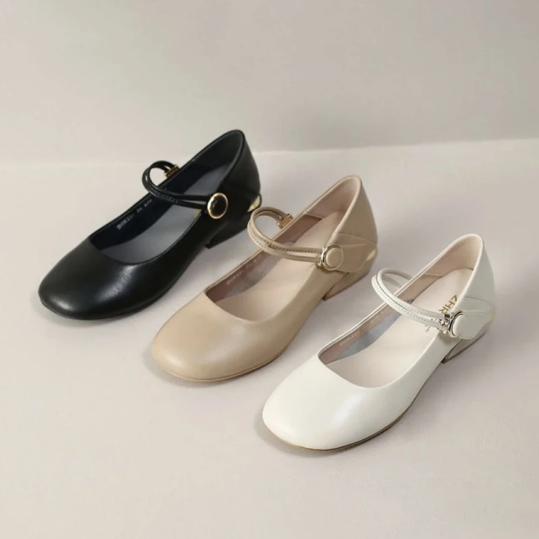 【品牌力荐】软底软皮防滑舒适圆头平底百搭时尚女鞋小皮鞋6556