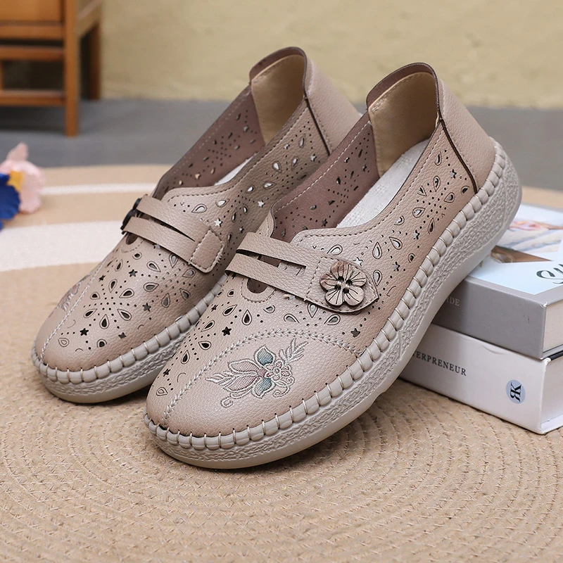 镂空女鞋老北京布鞋女夏季网凉鞋透气软底防滑中年妈妈休闲鞋