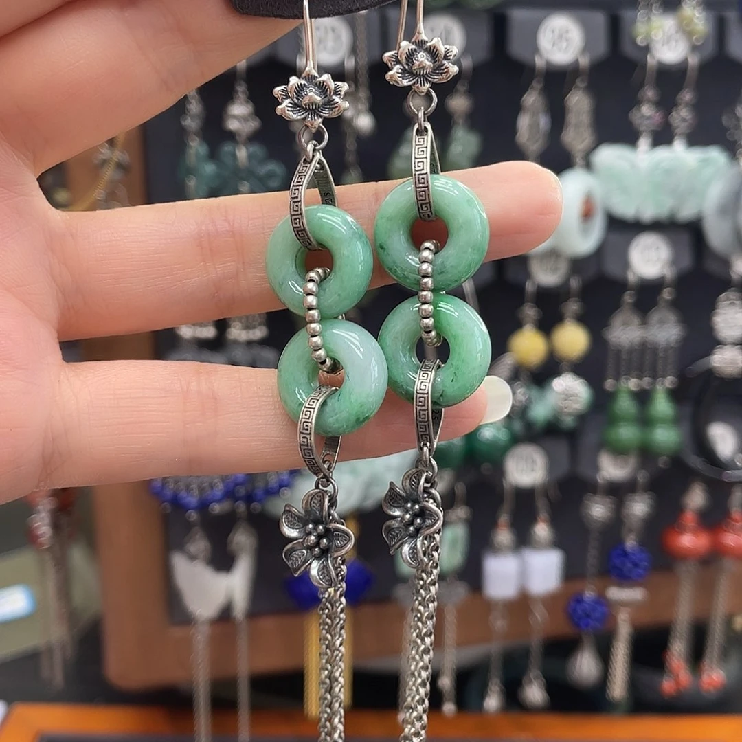 翡翠耳饰银S925镶嵌可**多614ghjhhhh