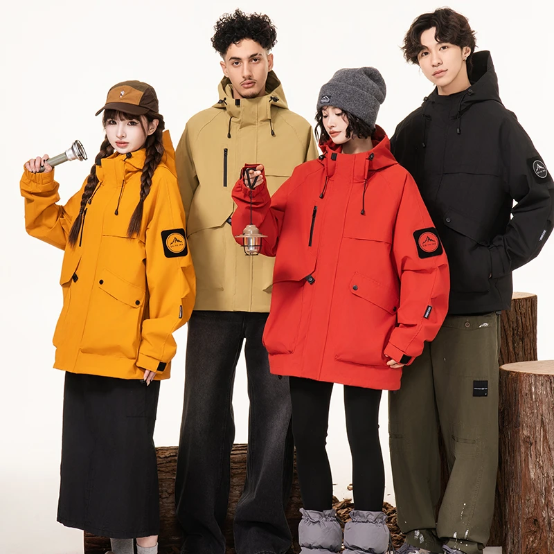 【多巴胺情侣冲锋衣】夹克春秋户外宽松工装连帽防风防水上衣外套