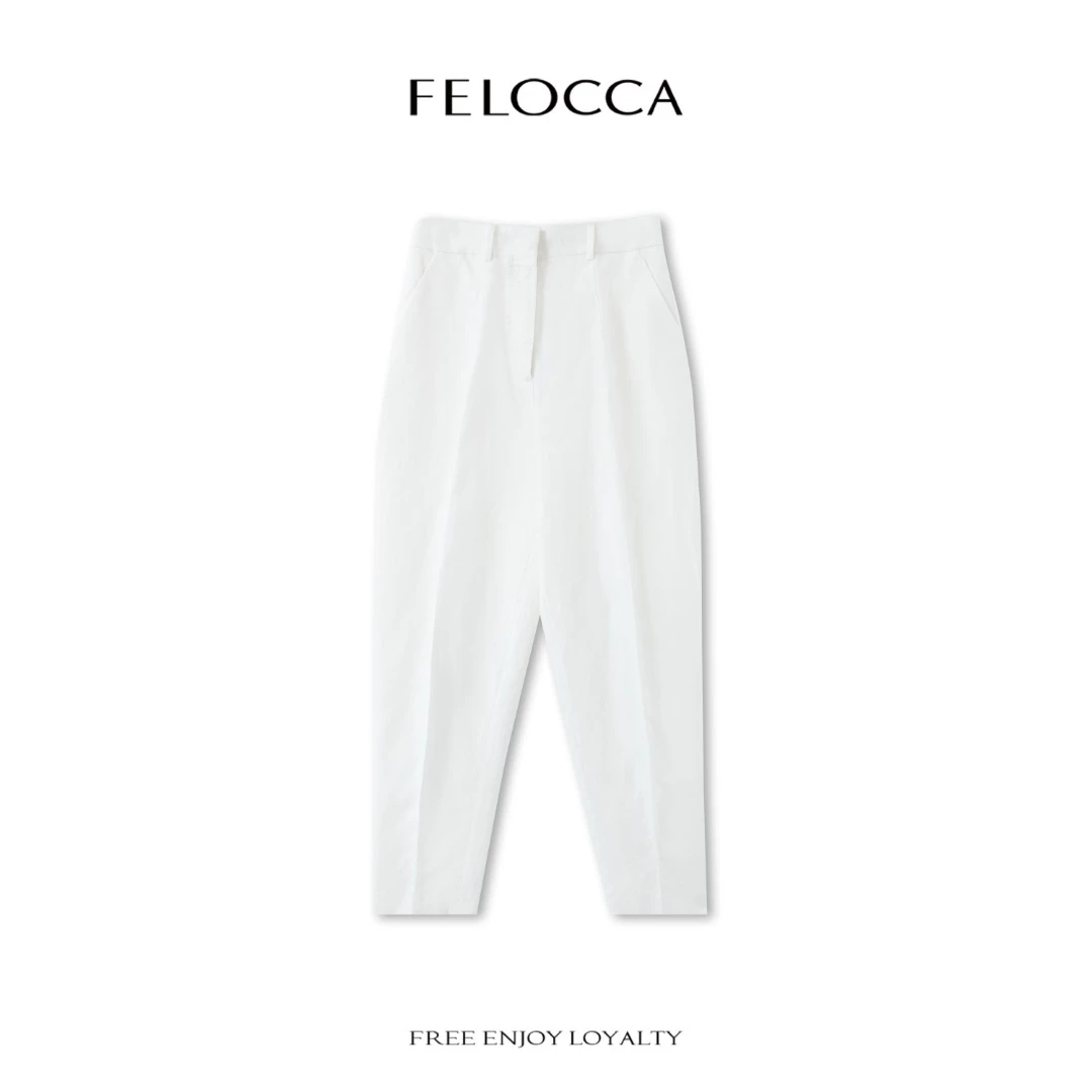 NO退NO换【FELOCCA】垂感直筒慵懒感亚麻萝卜裤休闲长裤CC2064