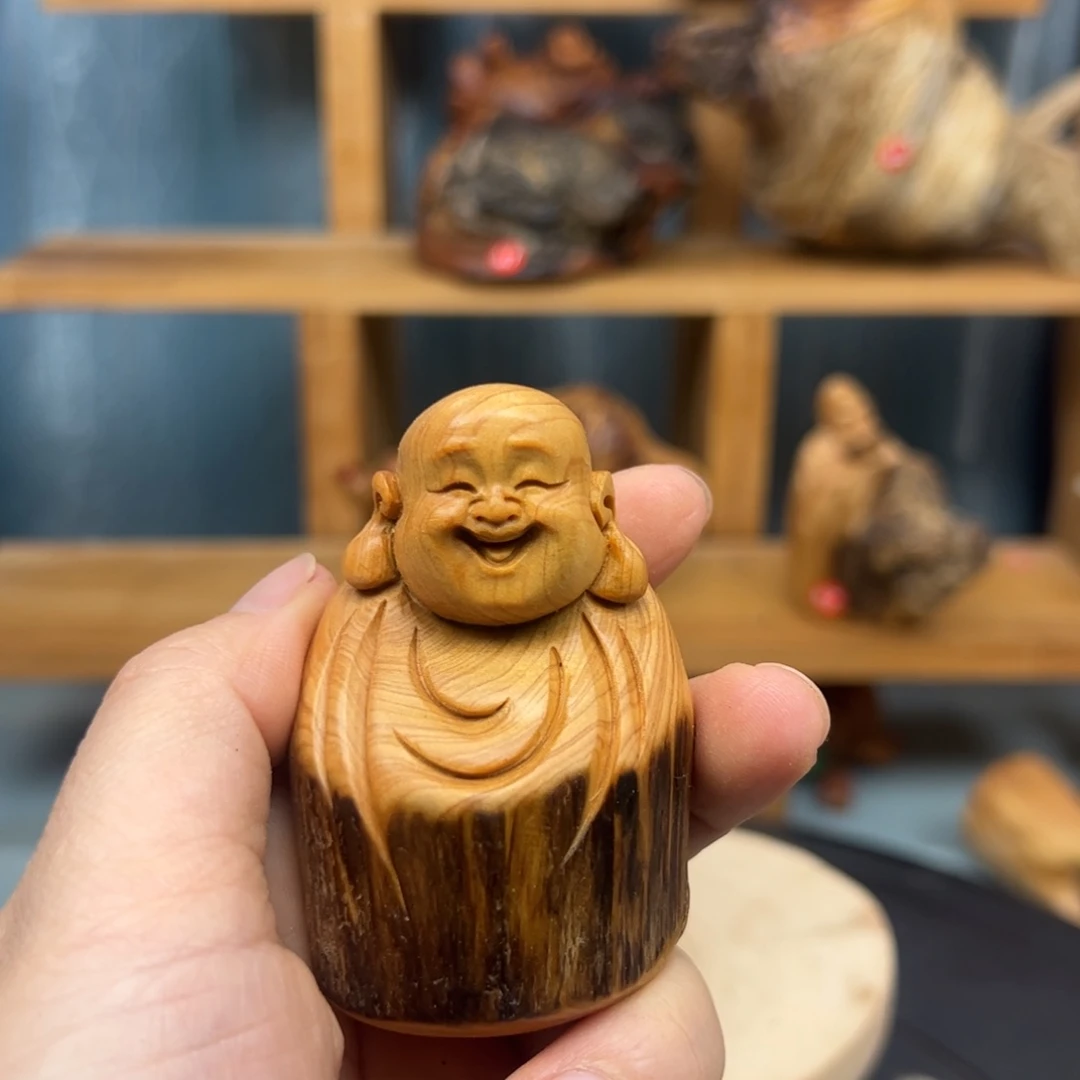 木浓**啡崖柏木摆件手把件