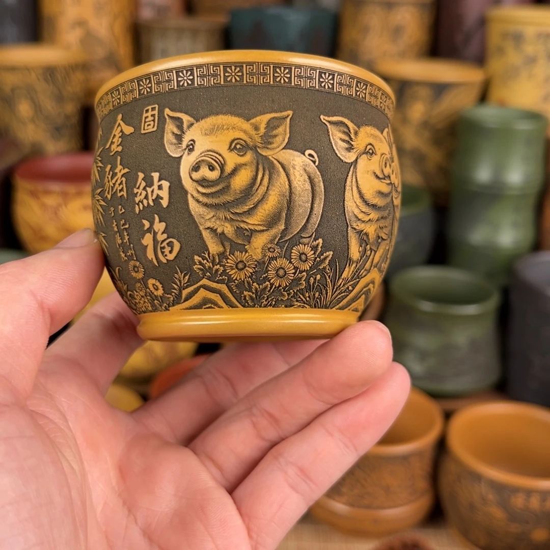 紫砂茶杯宜兴原矿紫砂杯