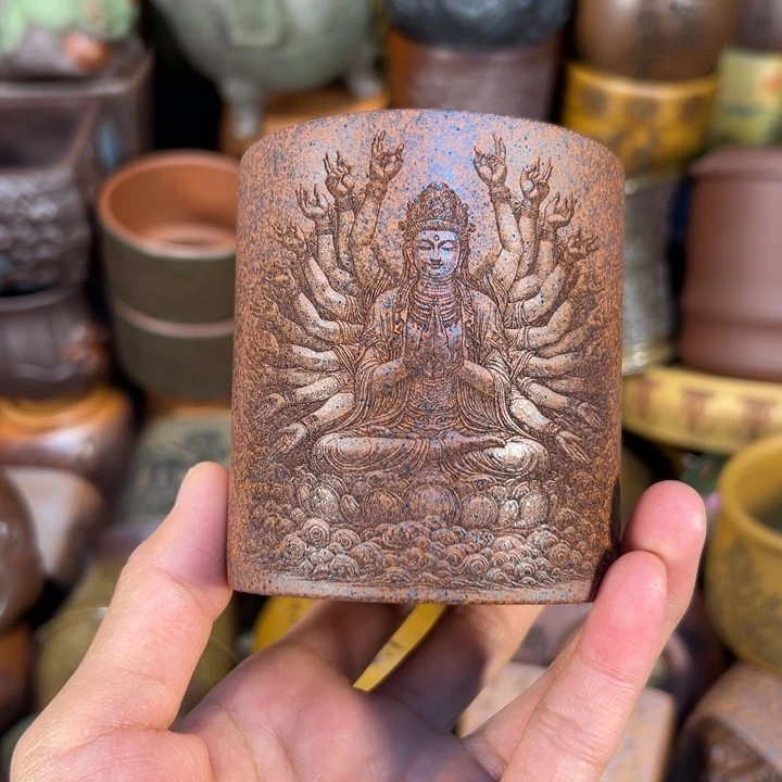 紫砂茶杯宜兴紫杯子