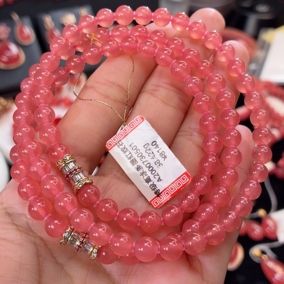 菱锰矿（红纹石）未镶嵌手串