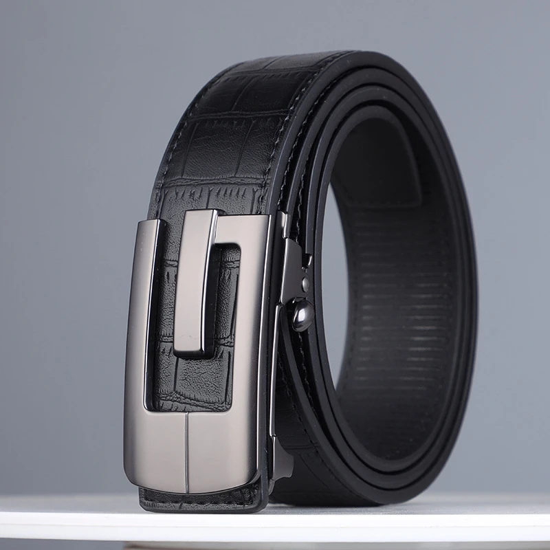2025男士皮带商务年轻人内穿无牙自动扣腰带百搭牛皮男士腰带真皮