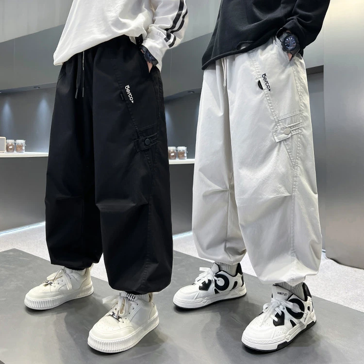 男童裤子春装宽松休闲裤2025新款中大童春秋儿童洋气炸街潮款工装