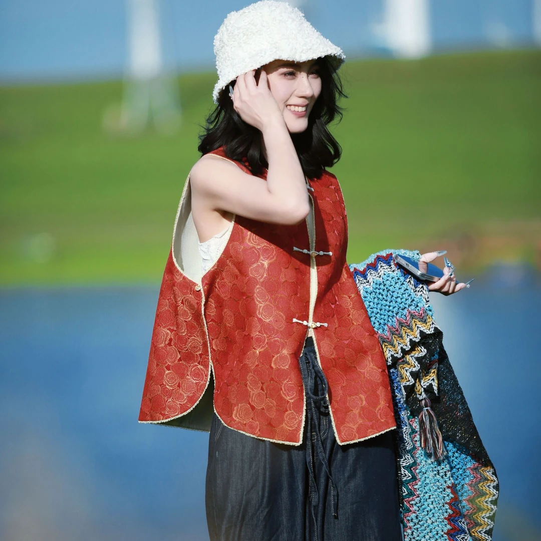 〘绯罗金红〙玫瑰提花盘扣马甲 桑蚕丝复古宫廷高级感里外双穿款