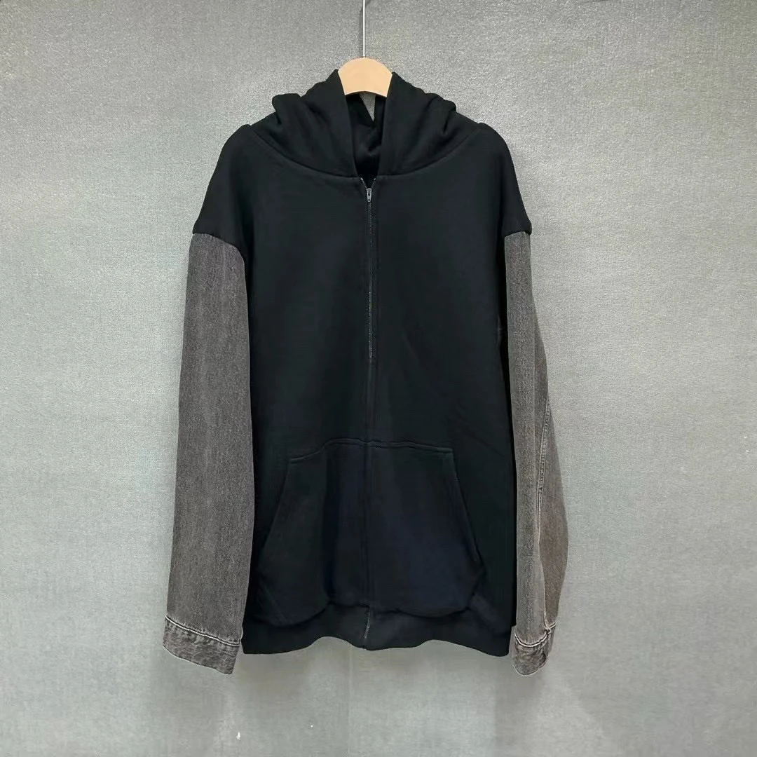 全新未使用 Balenciaga/巴黎世家 牛仔拼接拉链帽衫外套 46码