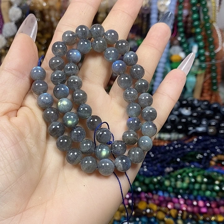 玛瑙/玉髓未镶嵌珠宝半成品天然灰月光卡8mm