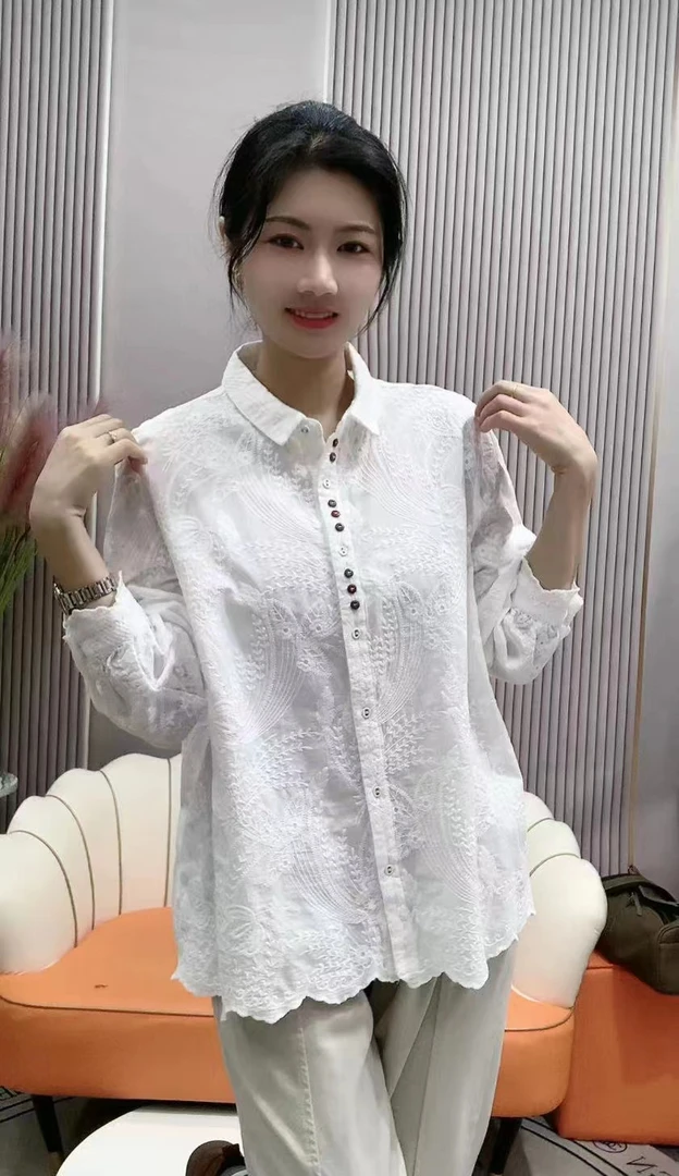 新款凤尾毛翻领衬衫