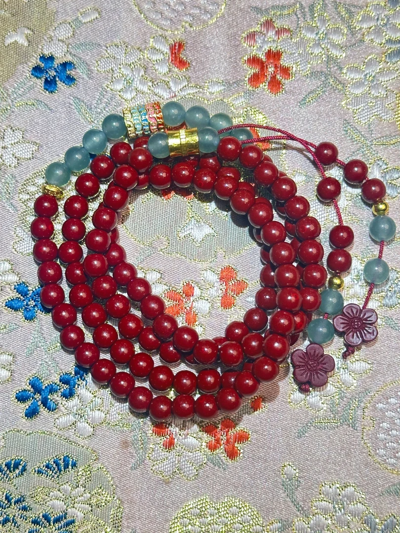 含辰砂工艺品S1455-朱砂6mm桃花毛衣链