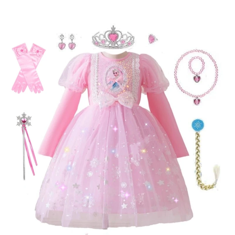 冰雪奇缘爱莎公主裙秋季女童连衣裙洋气艾莎童装礼服裙宝宝生日裙